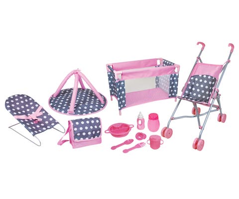 5 Piece Baby Doll Deluxe Nursery Play Set with  8 Accessories