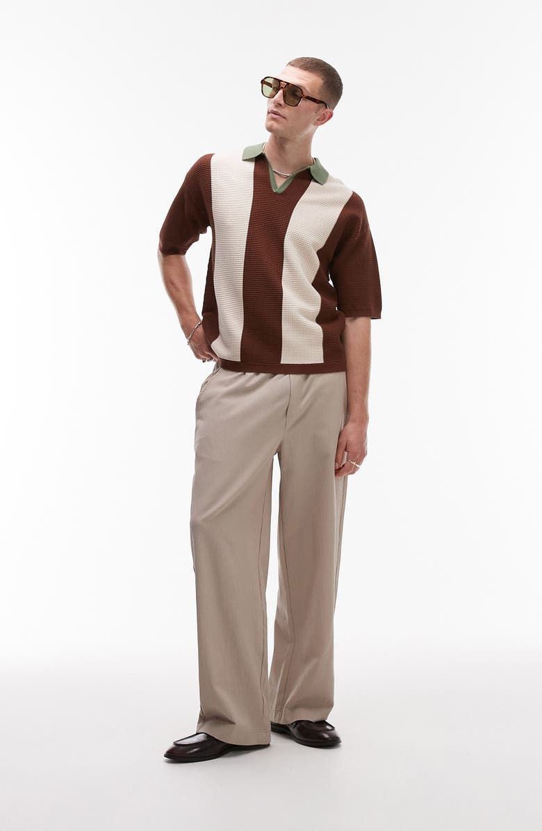 Topman Revere Colorblock Stripe Knit Polo, Alternate, color,