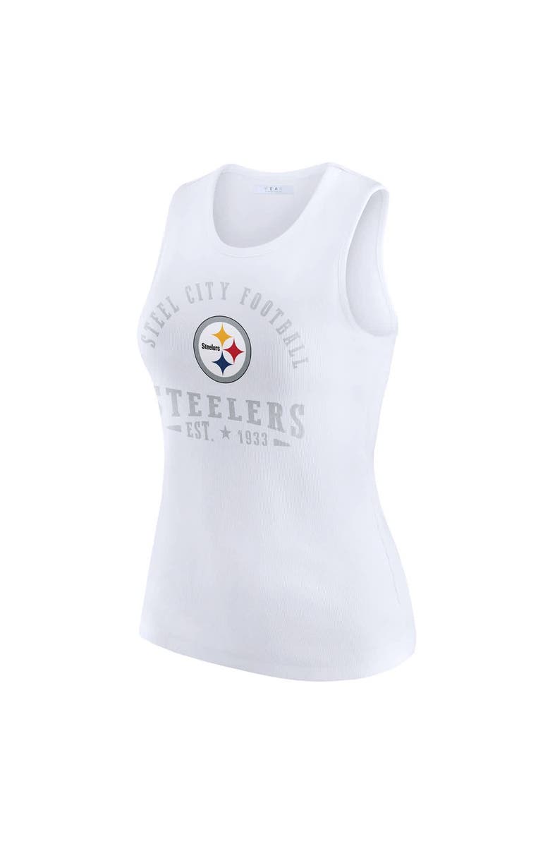 WEAR by Erin Andrews Women's WEAR by Erin Andrews White Pittsburgh Steelers Ribbed Graphic Tank Top, Alternate, color, White