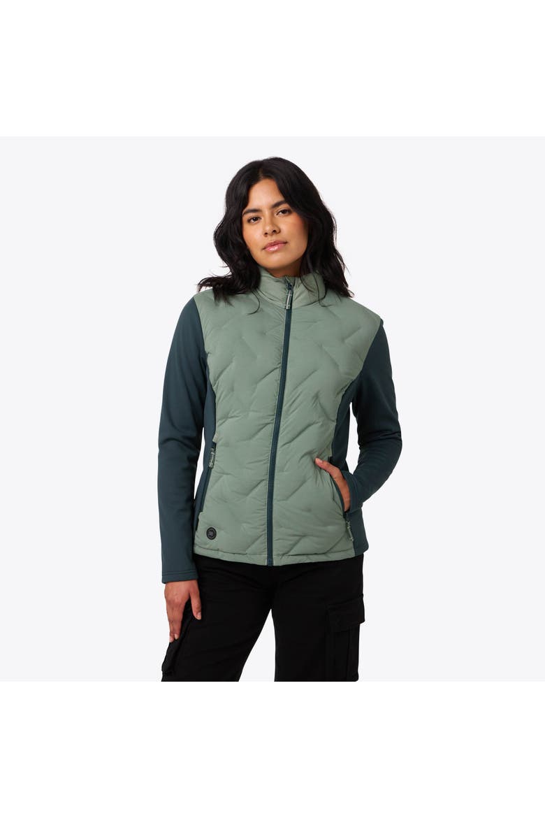 Aria Natural Down Hybrid Heated Jacket, Alternate, color, Sage/Olive