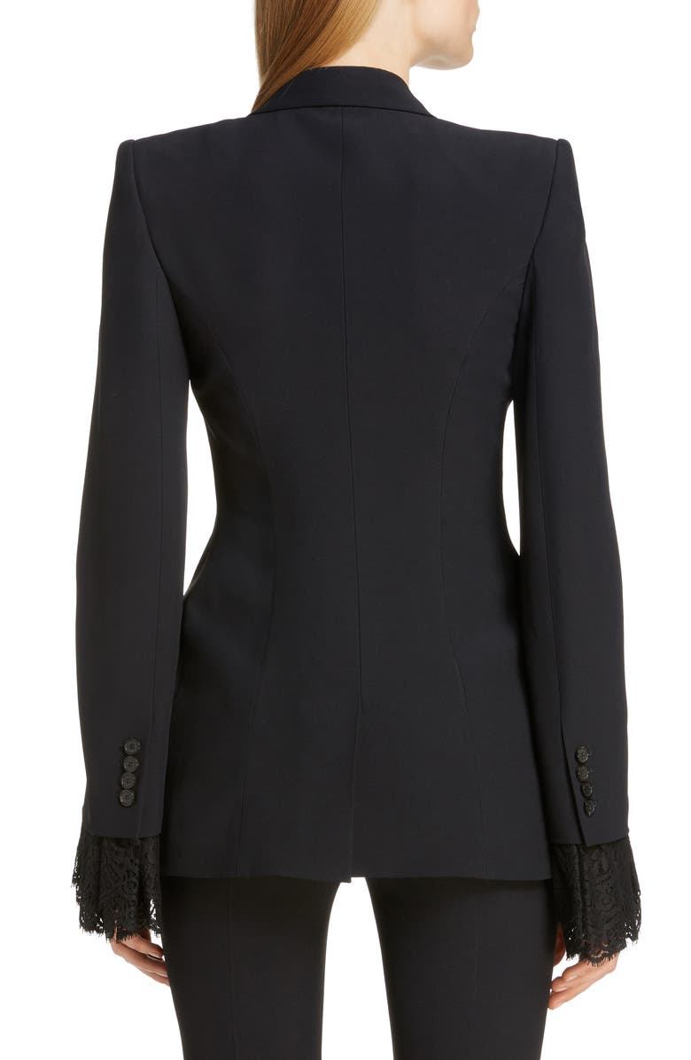 McQueen Alexander McQueen Lace Trim Blazer, Alternate, color, 