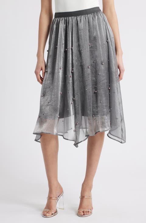 Elsa Beaded Asymmetric Skirt