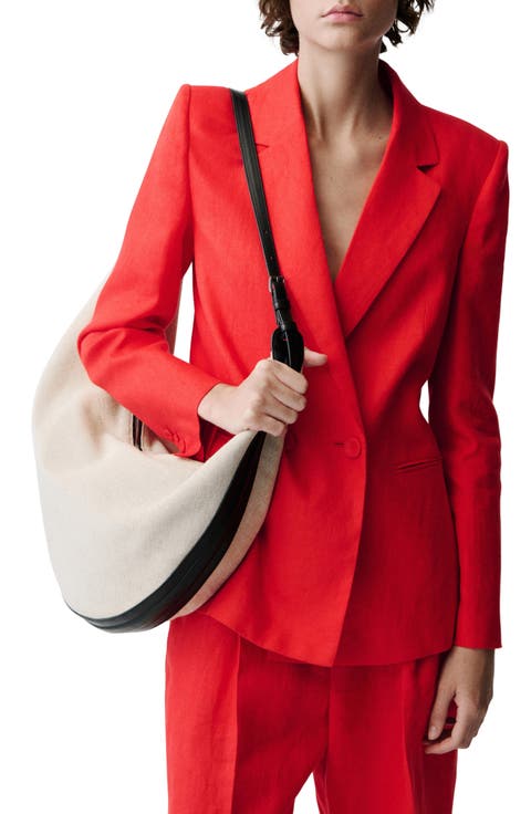 Double Breasted Linen Suit Blazer