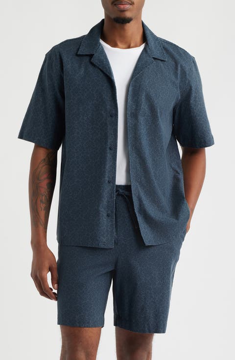 Stretch Linen Blend Camp Shirt