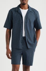 Open Edit Stretch Linen Blend Camp Shirt