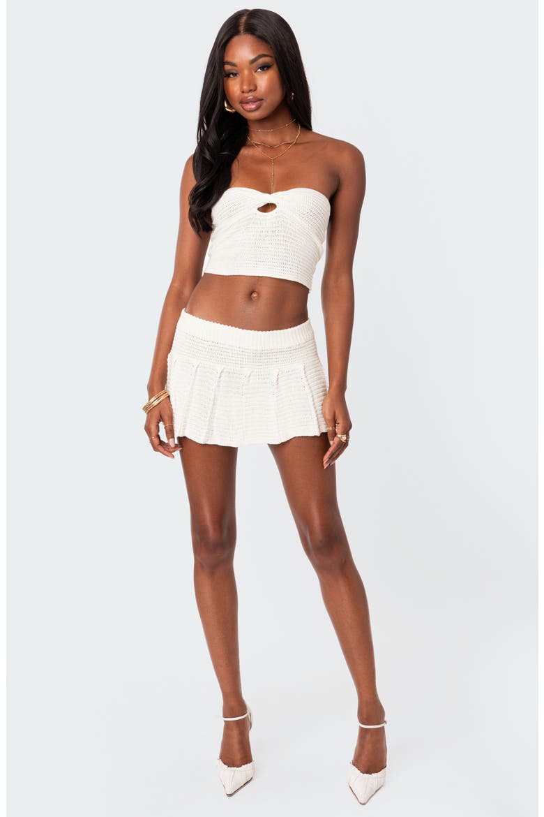 Kiera Twist Front Crop Tube Top, Alternate, color, CREAM