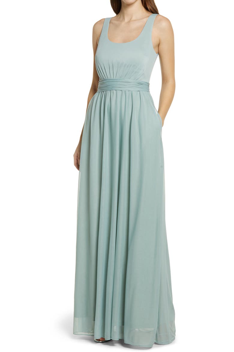 Jan Scoop Neck Column Gown, Main, color, SAGE