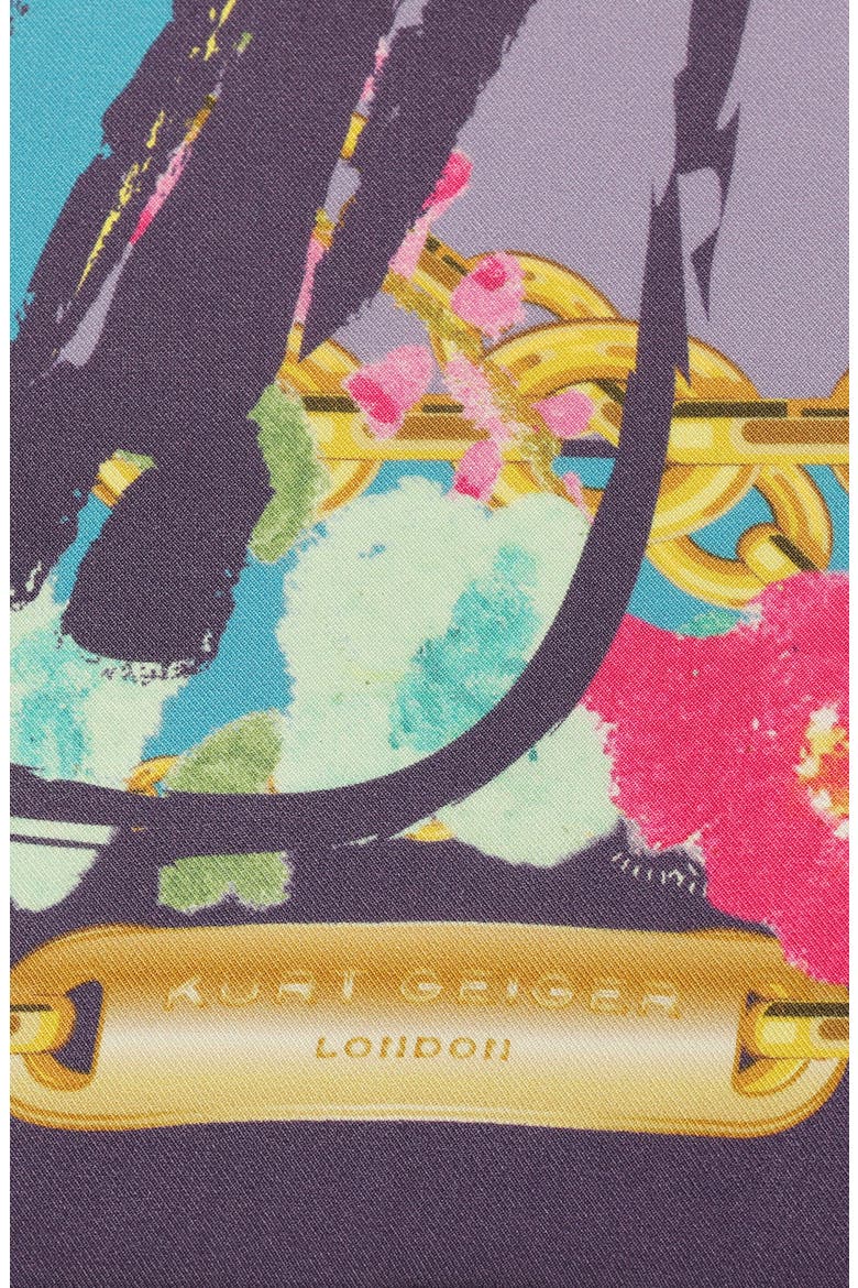 Floral Butterfly Square Silk Bandana, Alternate, color, RAINBOW