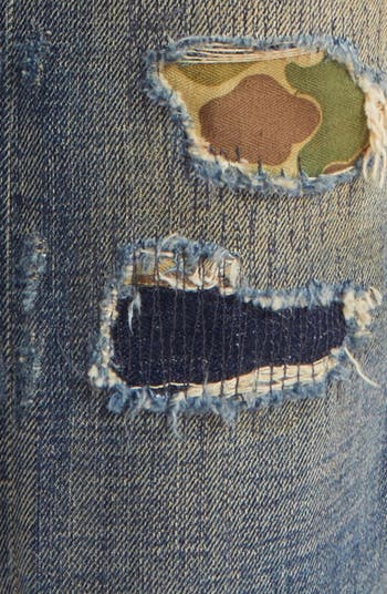 Double RL Relaxed Fit Ripped & Repaired Straight Leg Jeans | Nordstrom