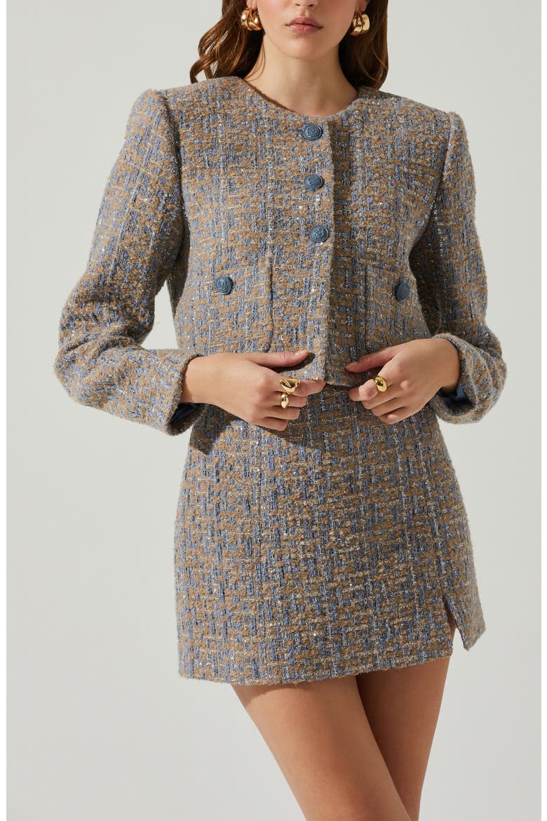 Lyssa Tweed Jacket, Alternate, color, BLUE TAUPE SILVER