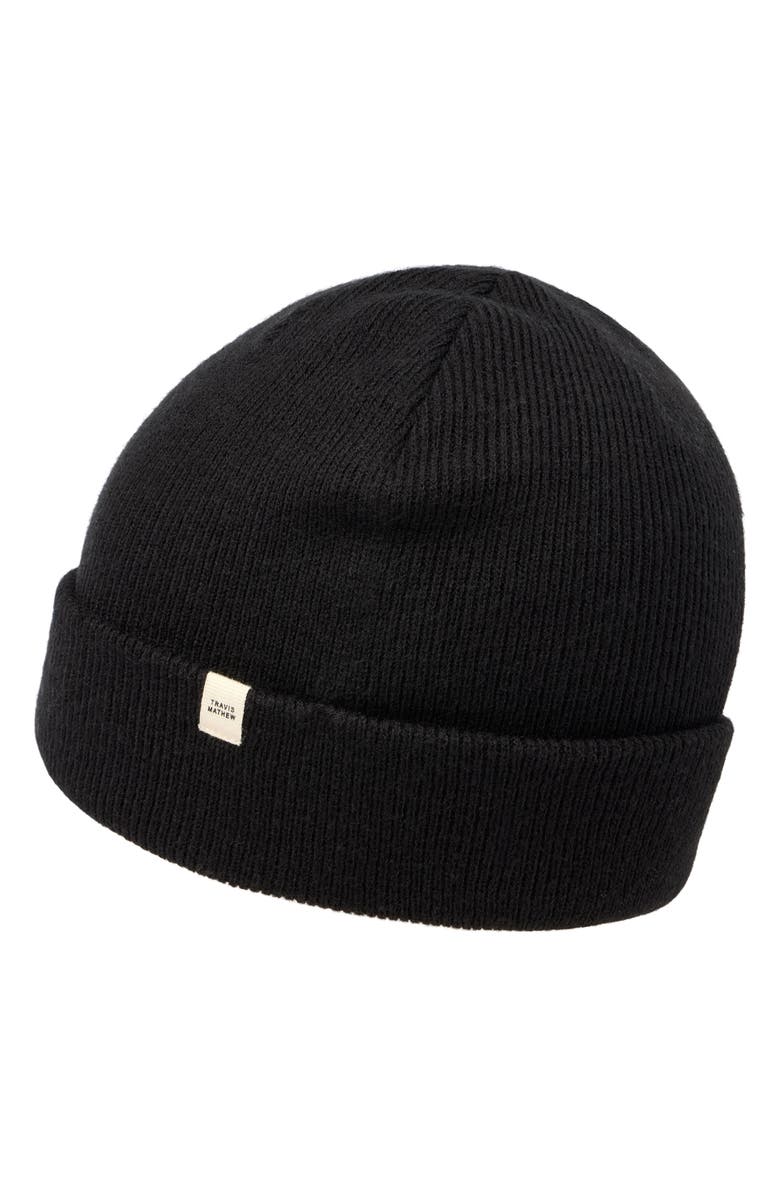 TravisMathew Cloud Ribbed Beanie, Alternate, color, Black