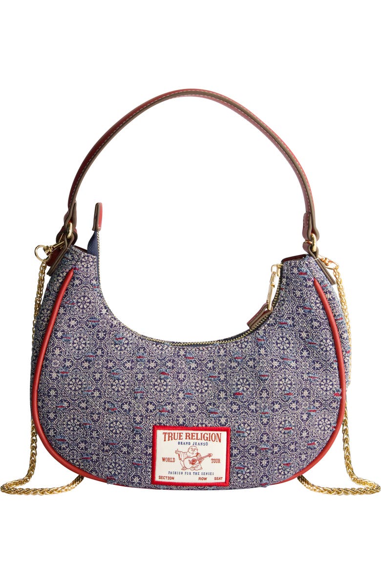 True Religion Logo Small Hobo Bag, Alternate, color, Red