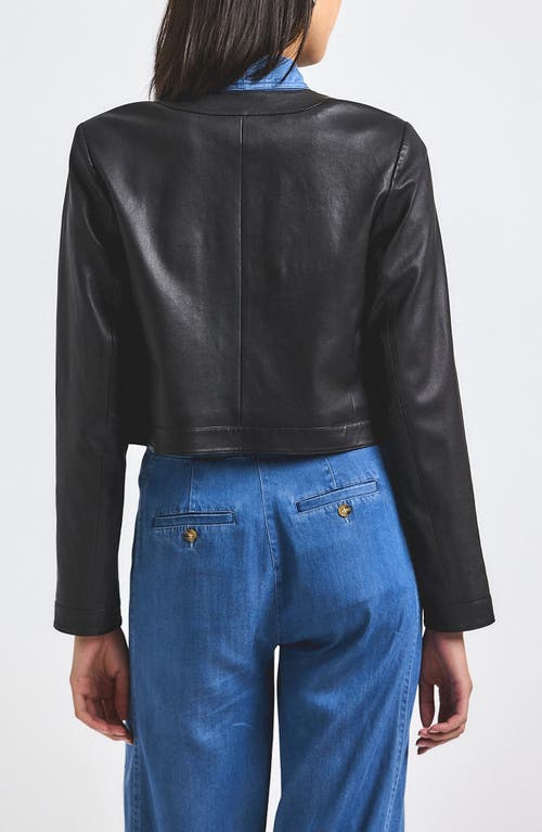 Derek Lam 10 Crosby Penny Crop Stretch Leather Jacket In Black