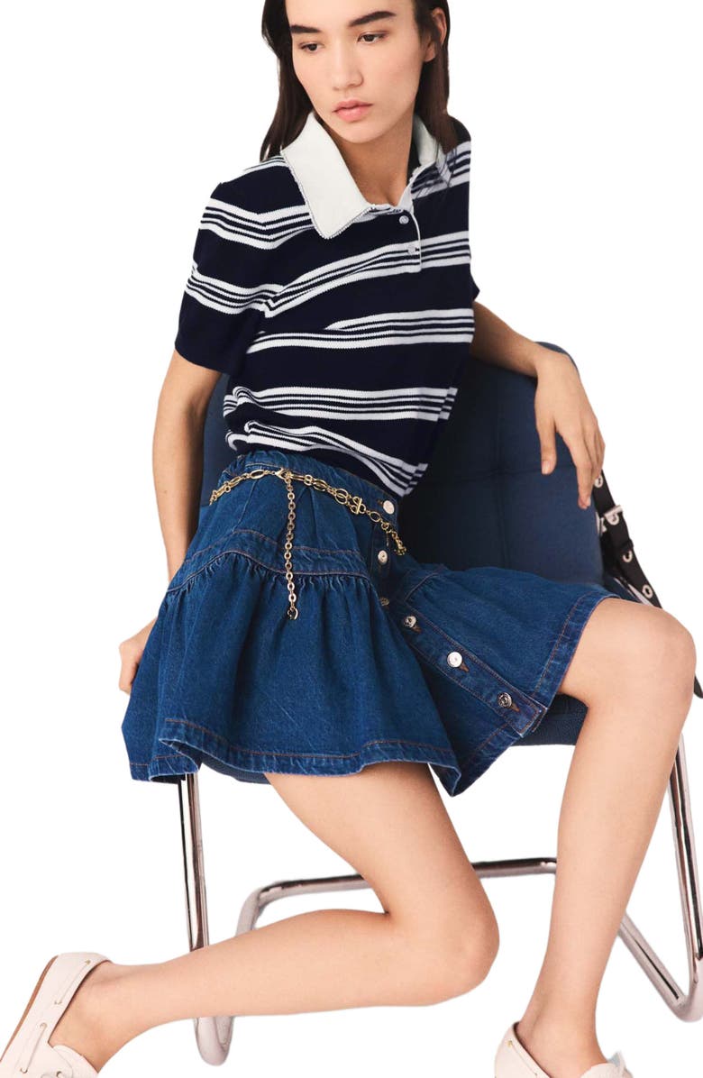 maje Short denim skirt, Alternate, color, Blue