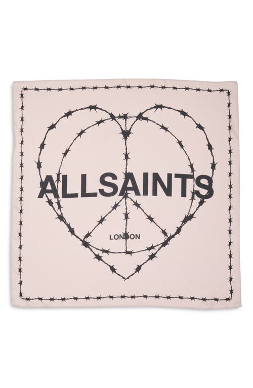 Allsaints Barb Heart Silk Square Bandana In Blush