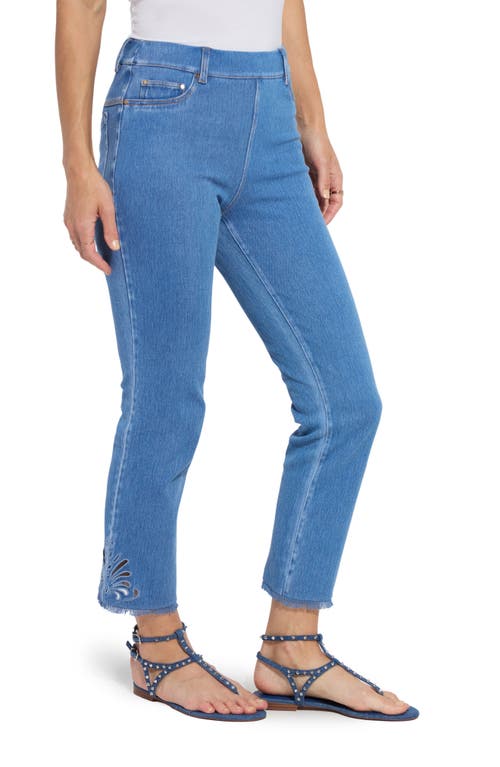 Lyssé Yori Eyelet Hem Crop Straight Leg Jeans In Bleached Blue