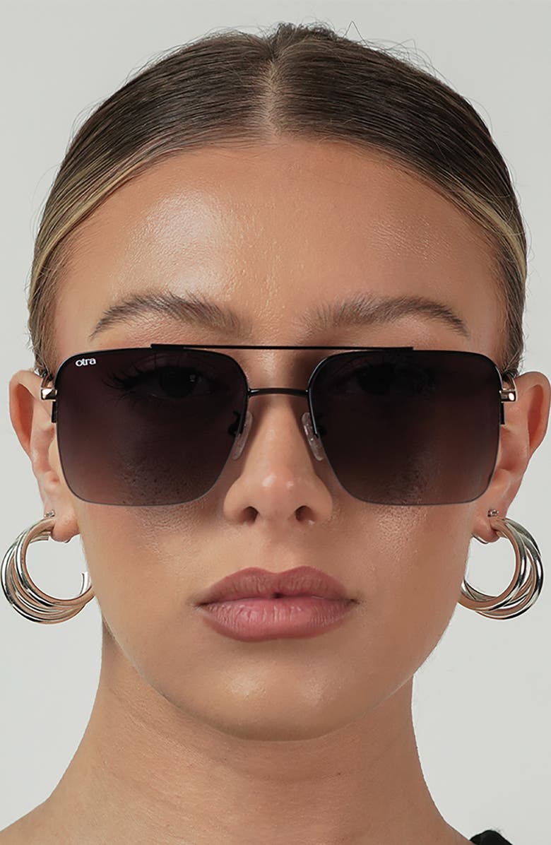 OTRA EYEWEAR Portsea Navigator Sunglasses, Alternate, color, Black Gold/ Smoke Fade