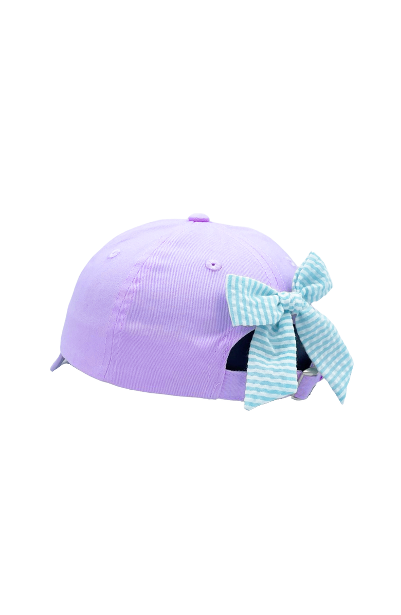Bits & Bows Brunette Mermaid Twill Bow Baseball Hat, Alternate, color, Lavender