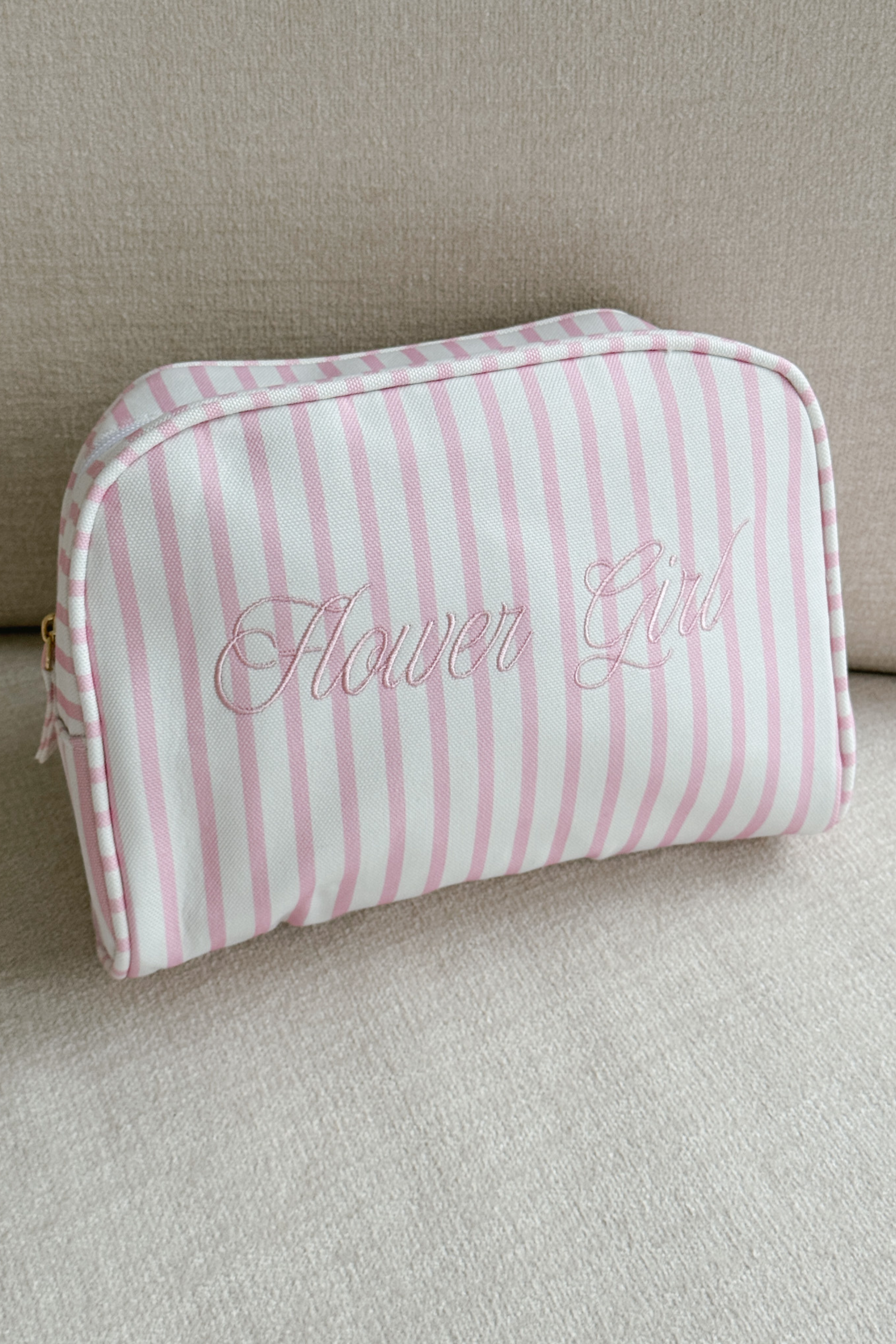 Flower Girl Striped Cosmetic Bag, Alternate, color, Pink