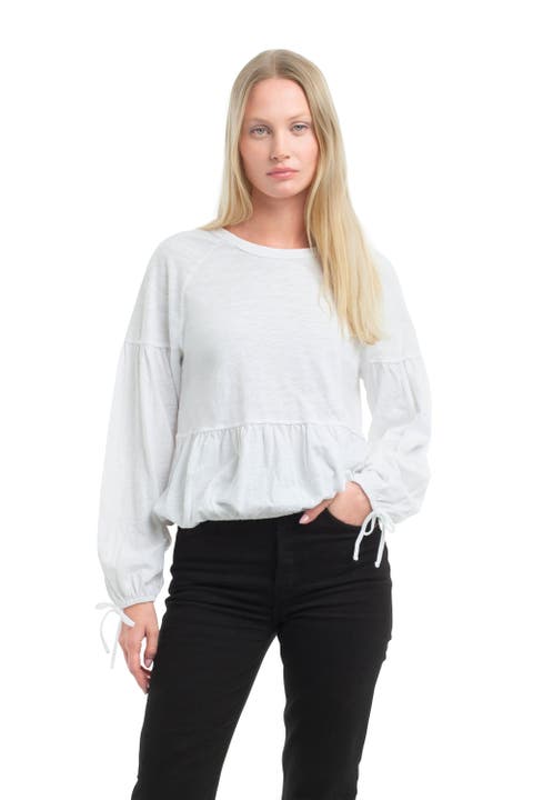 Shirred Elastic Hem Tee