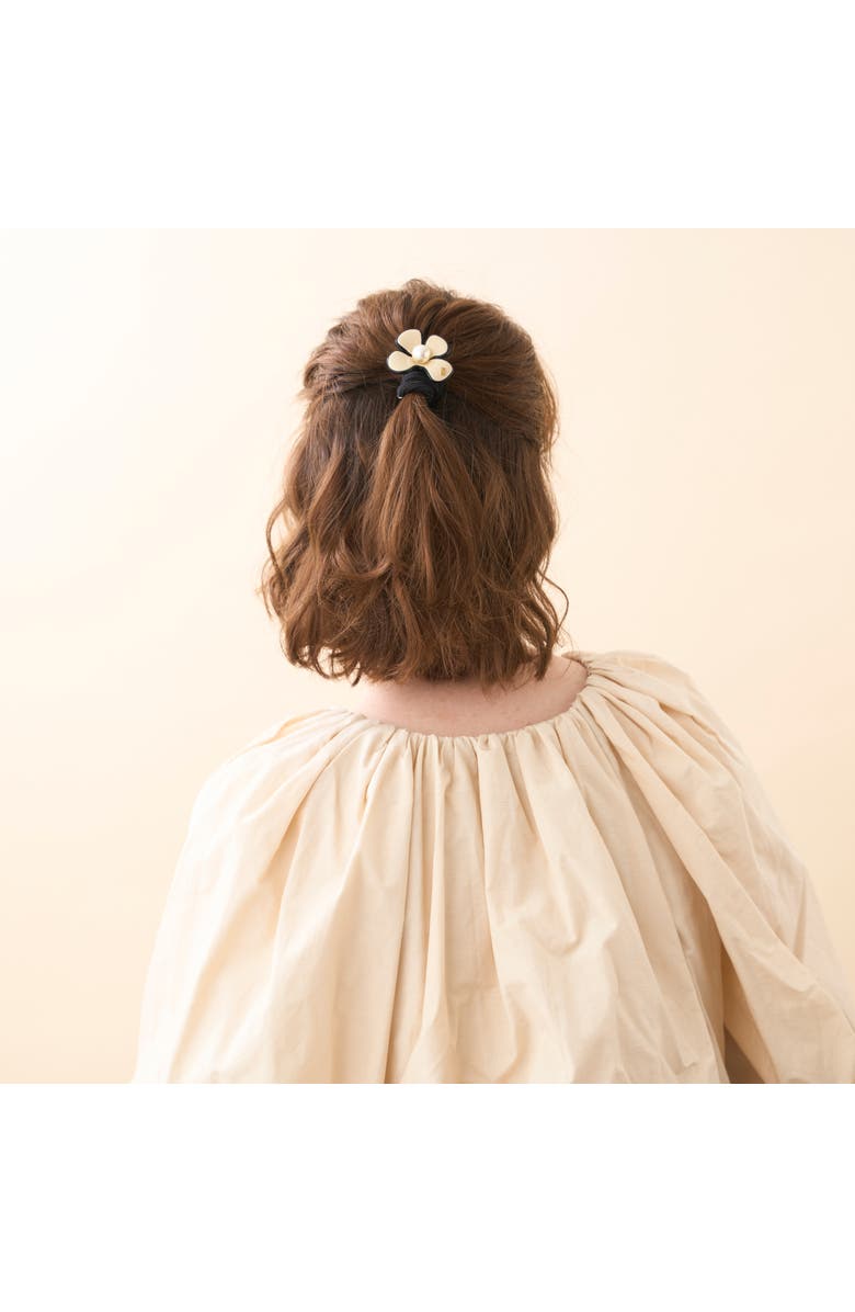 Alexandre de Paris Gambetta Flower Pearl Acetate Hair Tie, Alternate, color, Beige