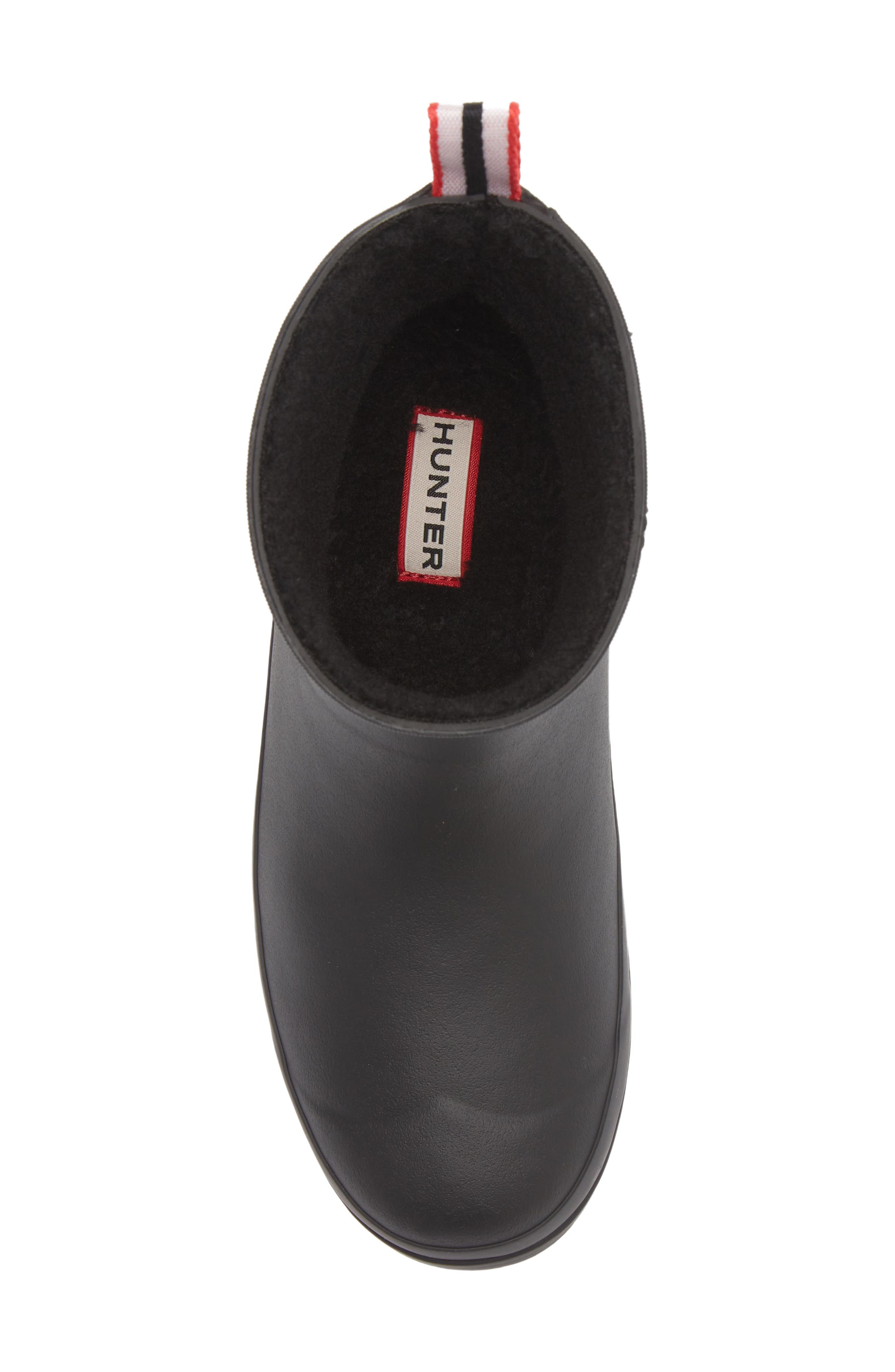 Hunter Play Short Faux Shearling Lined Waterproof Rain Boot, Alternate, color, Dark Black