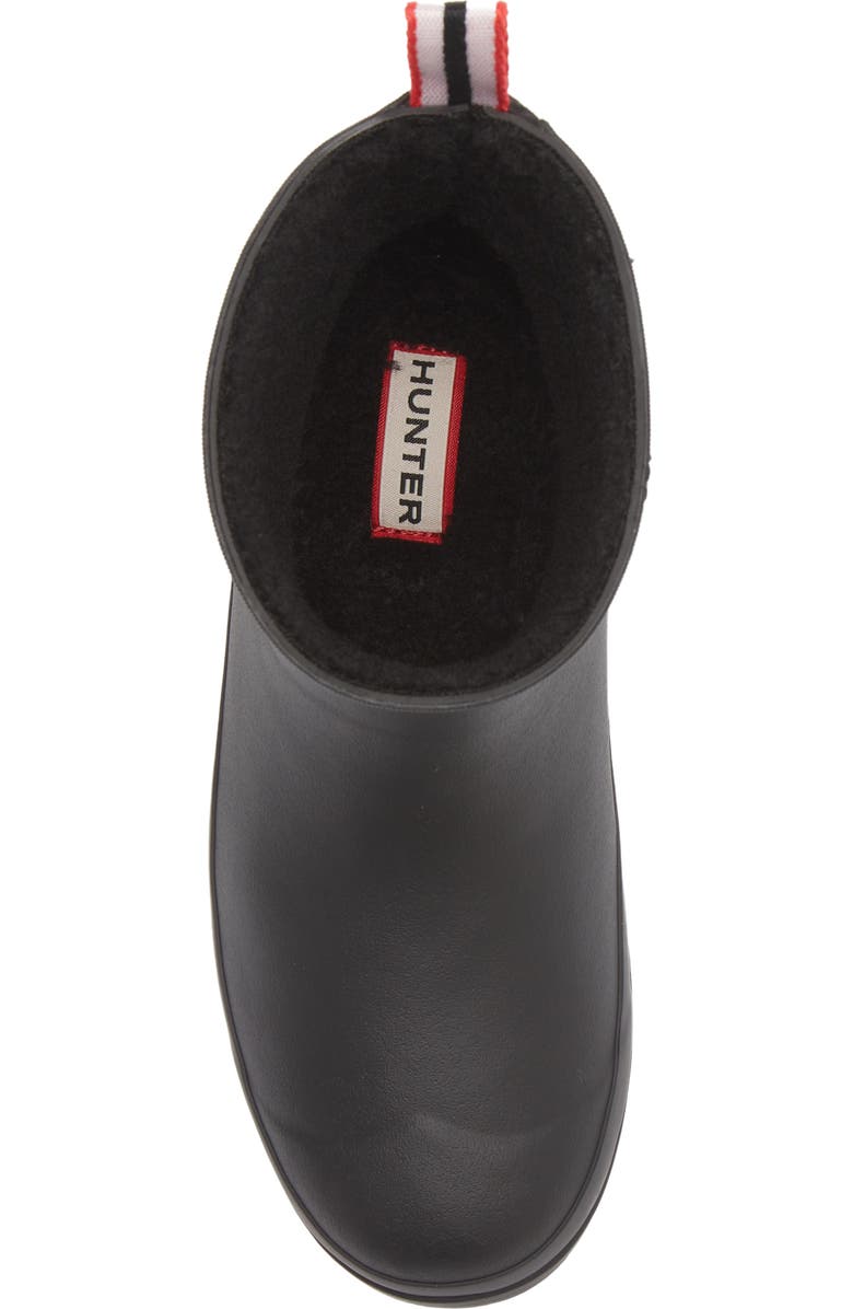 Hunter Play Short Faux Shearling Lined Waterproof Rain Boot, Alternate, color, Dark Black