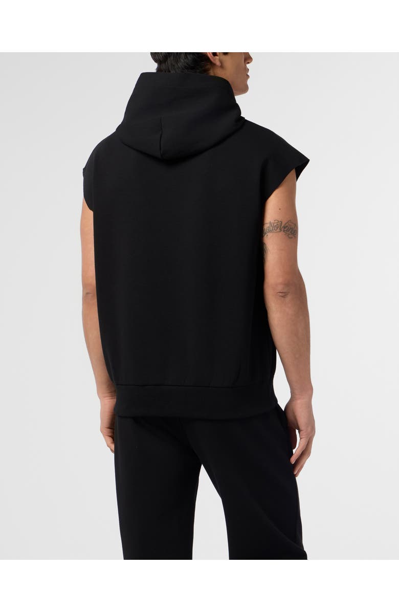 PLEIN SPORT Pique Hoodie Vest Icon Men, Alternate, color, Black