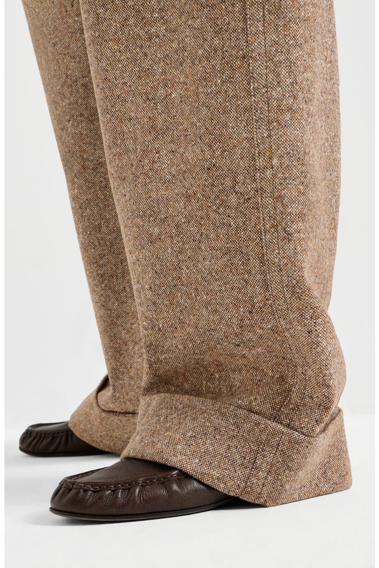 Virgin wool donegal baggy five-pocket trousers with monili, Alternate, color, Cappuccino