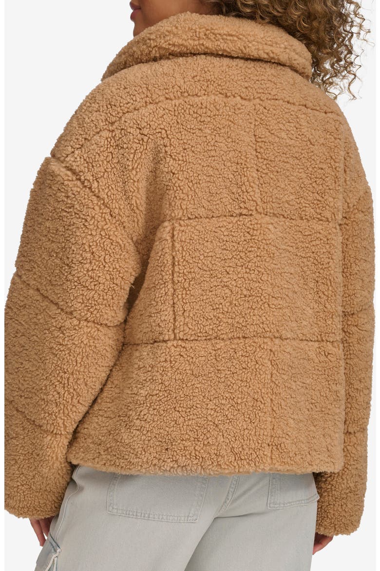 Quilted Faux Fur Short Teddy Jacket, Alternate, color, CHESTNUT