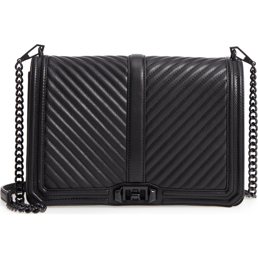 Rebecca Minkoff Love Jumbo Chevron-quilted Crossbody Bag In Jet Black