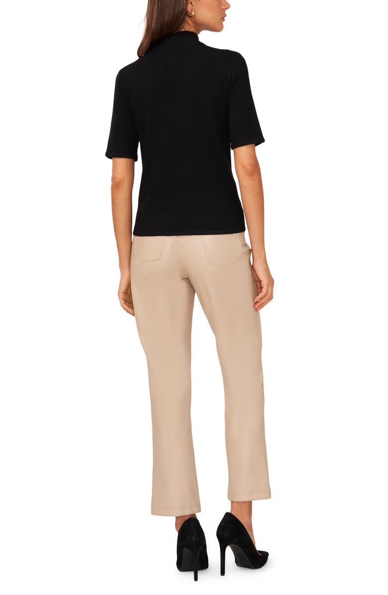 Halogen<sup>®</sup> Short Sleeve Mock Neck Rib Sweater, Alternate, color, Rich Black