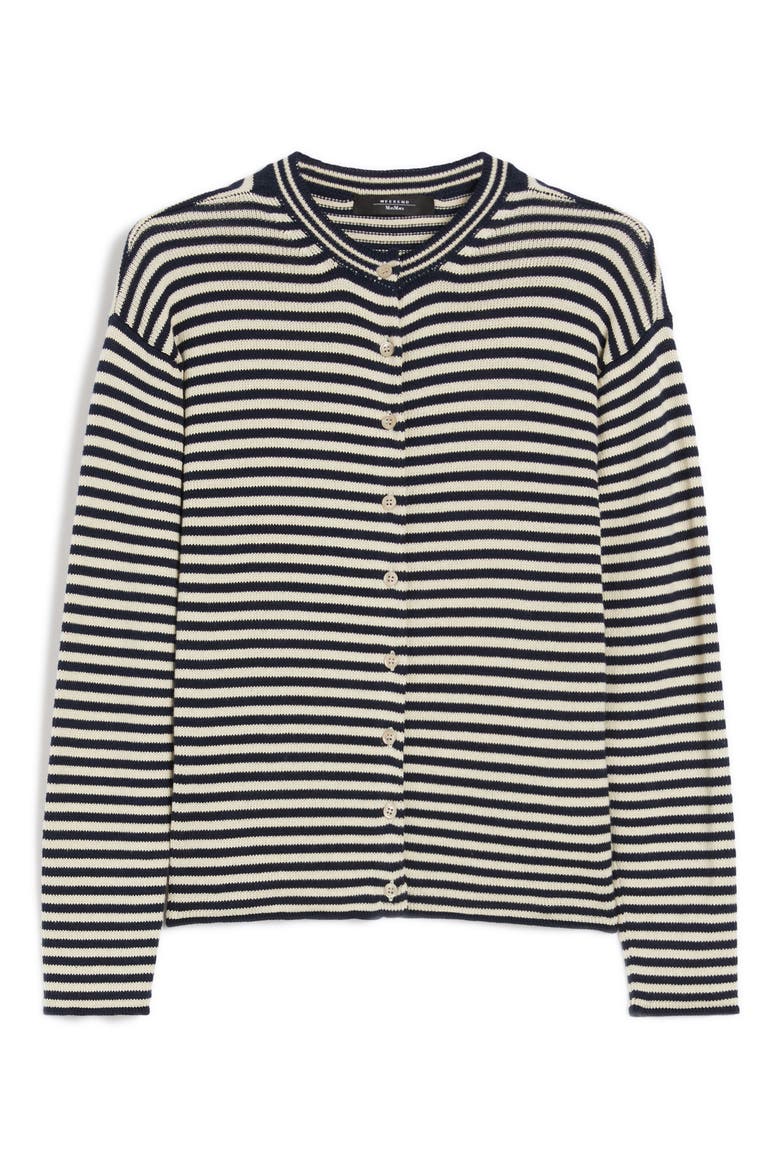 Eritea Stripe Cotton Cardigan, Alternate, color, NAVY