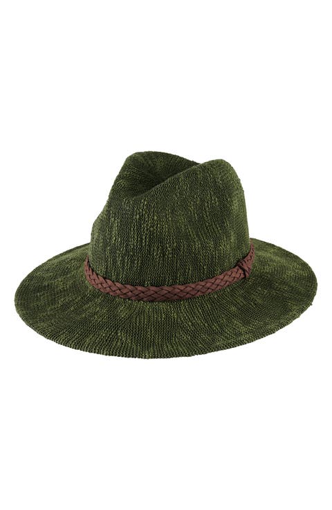 Faux Suede Trim Knit Fedora