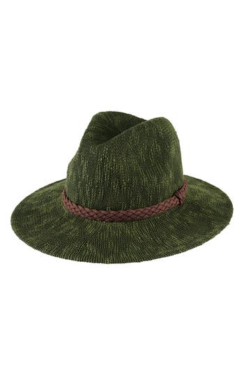 San Diego Hat Faux Suede Trim Knit Fedora In Green