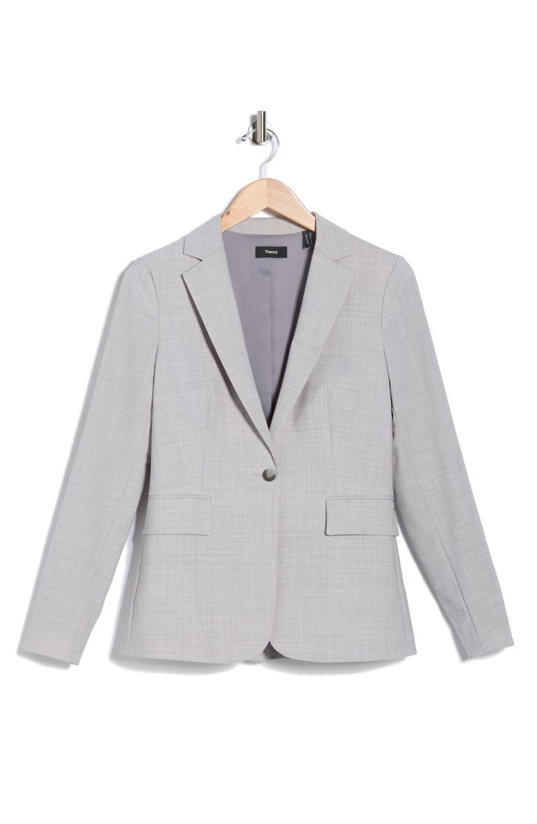 Theory Gabrielle One-Button Blazer, Main, color, Moon Grey Melange