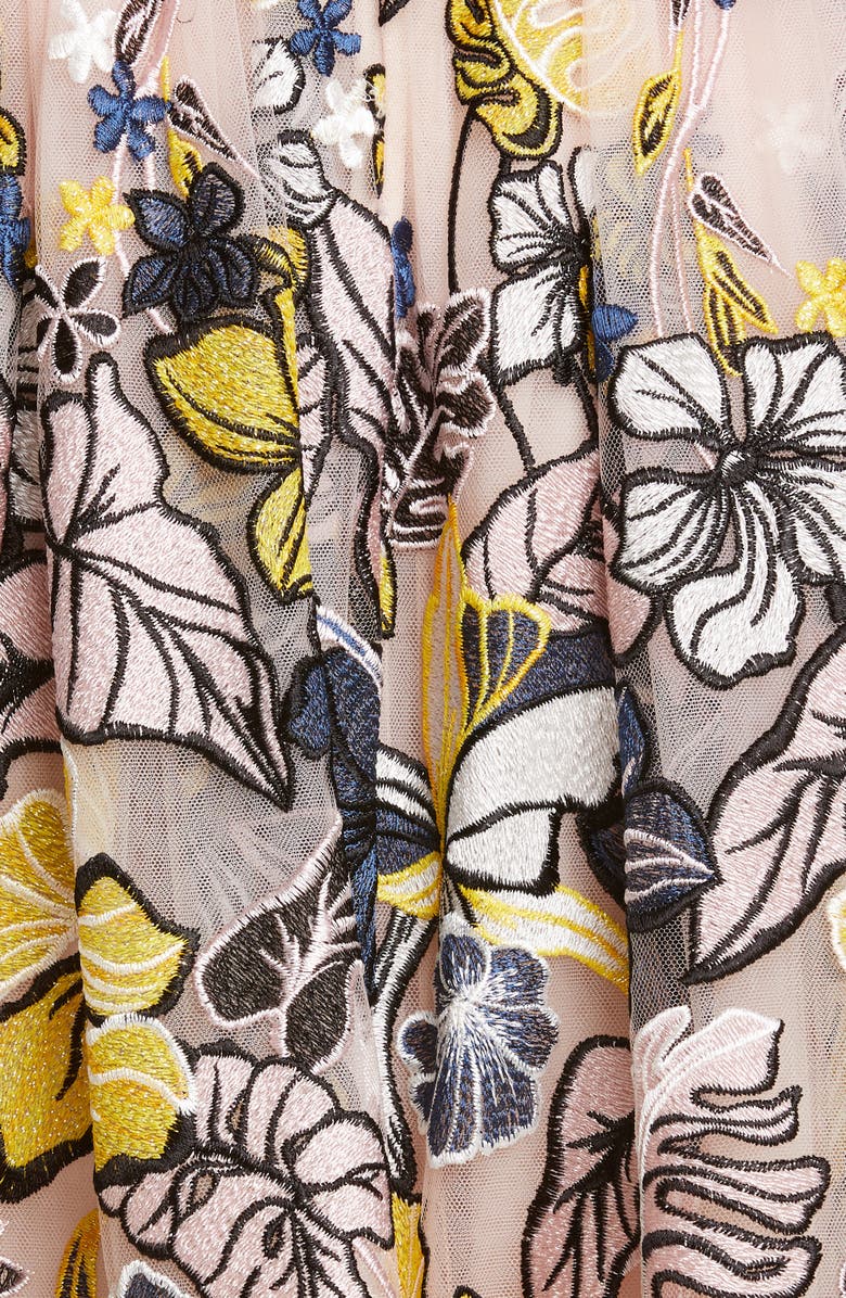 Zuhair Murad Flower Garden Embroidered Mesh Cocktail Dress, Alternate, color, 
