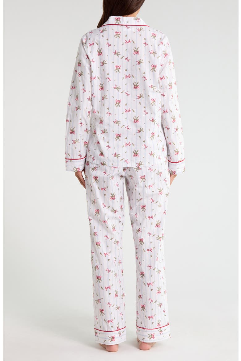 Classic Cotton Pajamas, Alternate, color, WHITE- BLUE MISTLETOE STRIPE