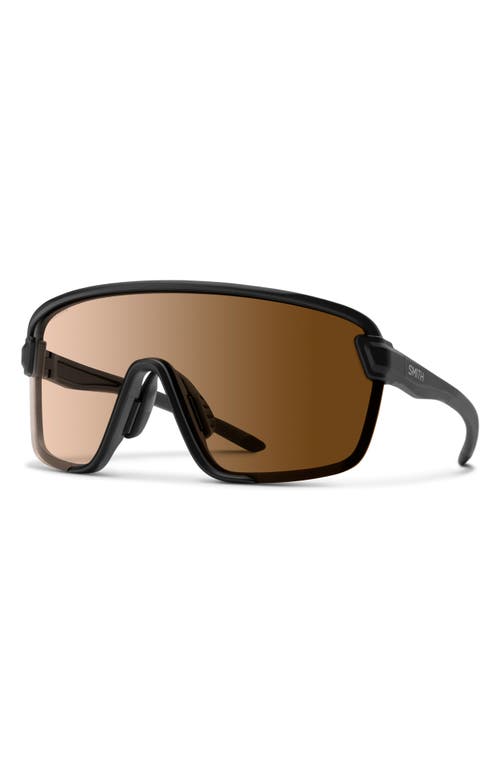 Smith Bobcat Photochromic 135mm Chromapop™ Shield Sunglasses In Matte Black/brown