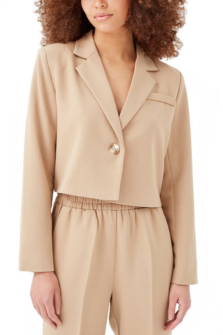 Raine Crop Blazer, Main, color, BEIGE