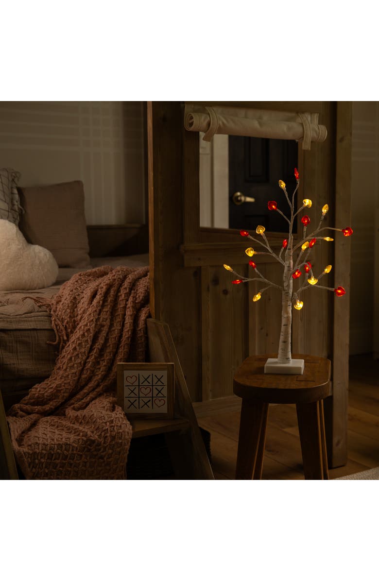 NEARLY NATURAL 2-ft Pre-Lit Artificial Valentine's Day Twig Tree with 24  Red & White Heart Shaped LED Lights, Alternate, color, White