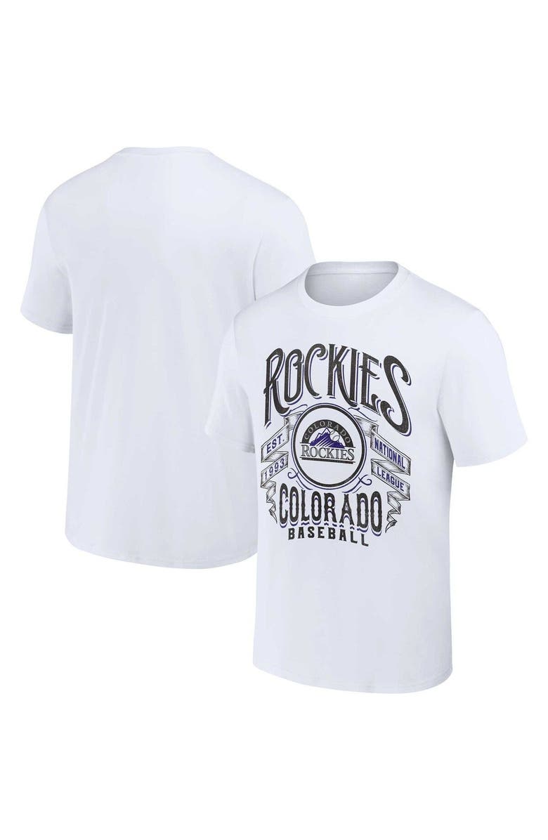 Darius Rucker Collection by Fanatics Men's Darius Rucker Collection by Fanatics White Colorado Rockies Distressed Rock T-Shirt, Main, color, White