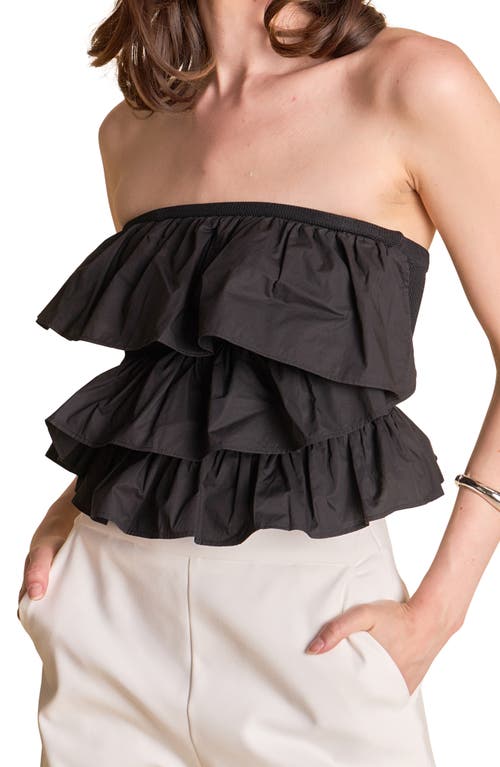 Endless Rose Mixed Media Ruffle Strapless Rib Tube Top