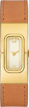 Tory Burch The T Leather Strap Watch, 18mm x 40mm
