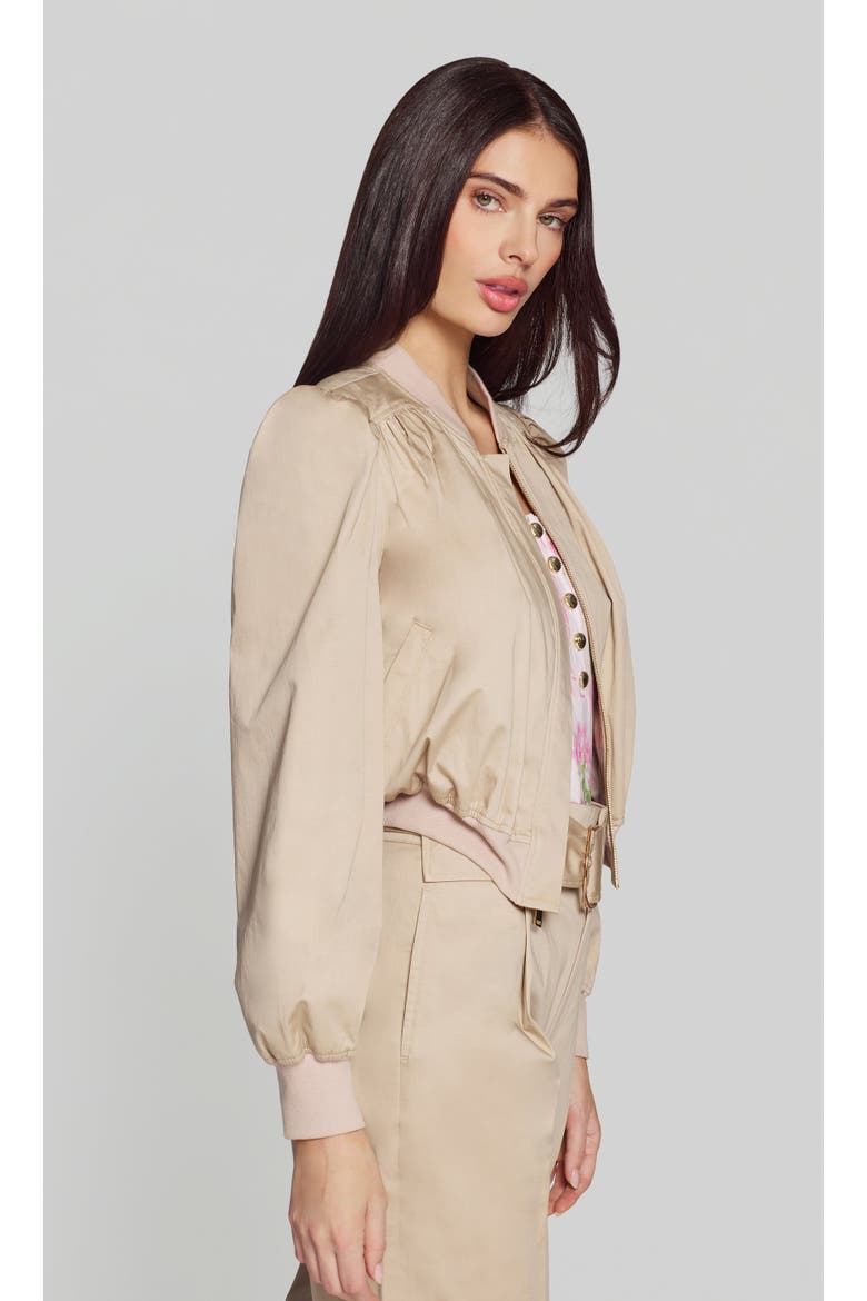 Sariah Cotton Sateen Bomber, Alternate, color, Beige