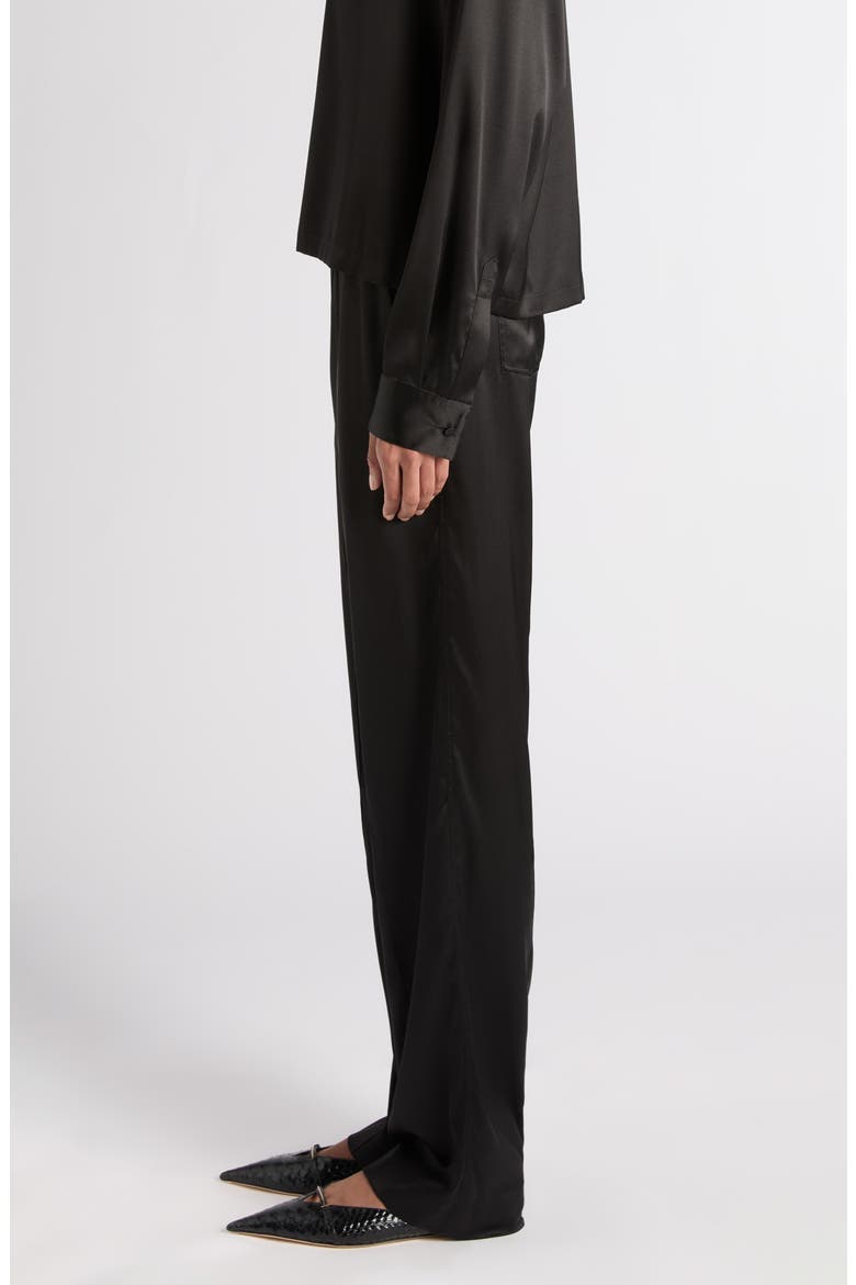 Stretch Silk Satin PJ Pants, Alternate, color, BLACK