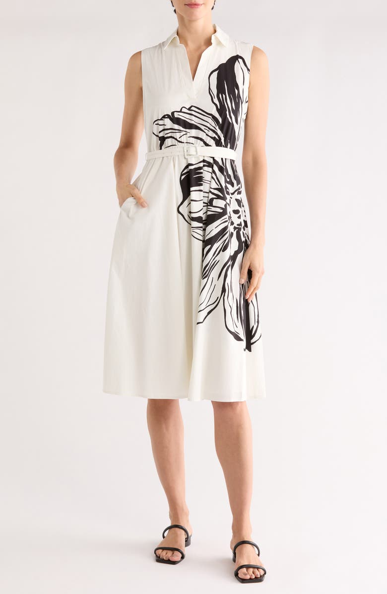 T Tahari Floral Sleeveless Fit & Flare Midi Dress, Main, color, Exploded Graphic Flower