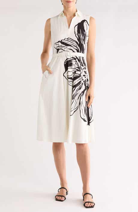 T Tahari Floral Sleeveless Fit & Flare Midi Dress