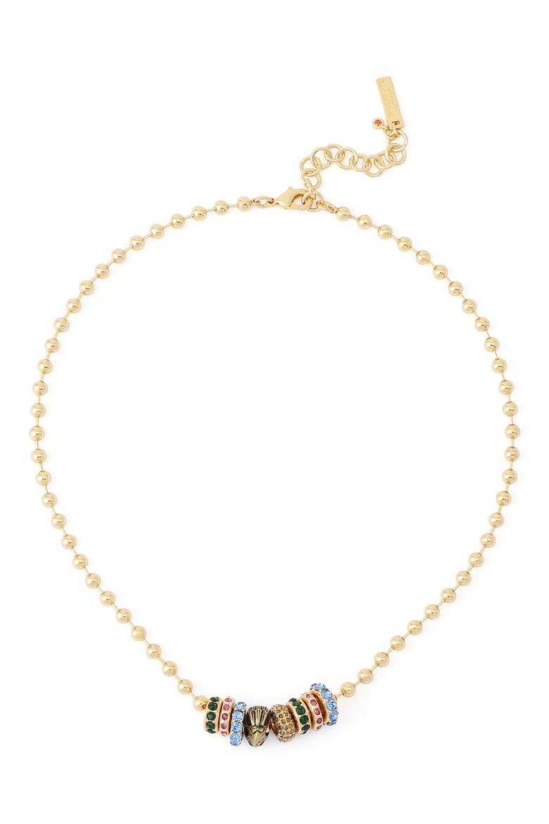 Eagle Head & Gemstone Rondelle Ball Chain Necklace, Main, color, MULTI