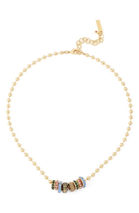 Eagle Head & Gemstone Rondelle Ball Chain Necklace
